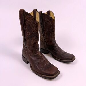 LaGrange Cowboy Boots Mens Size 8.5 M Square Toe Leather DP4838 Brown Western